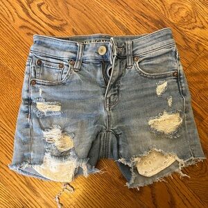 American Eagle Outfitters Light Blue Distressed Jean Shorts